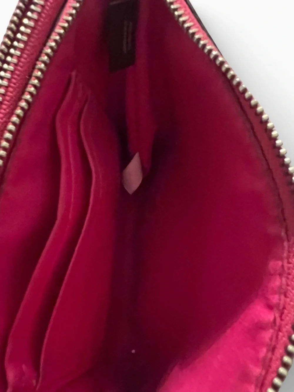 Coach Double Corner Zip Pink Pebbled Leather Wristlet